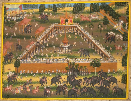 Late nineteenth century depiction of elephant training. © V&A Images